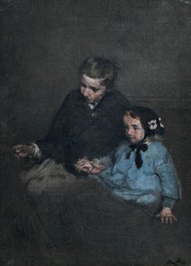 手を繋いでいる兄弟カップル 作： Auguste Theodule Ribot
